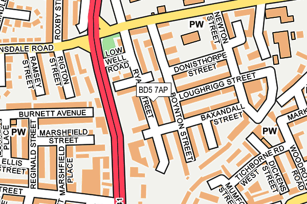 BD5 7AP map - OS OpenMap – Local (Ordnance Survey)