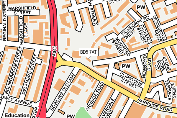 BD5 7AT map - OS OpenMap – Local (Ordnance Survey)