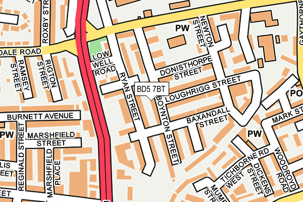 BD5 7BT map - OS OpenMap – Local (Ordnance Survey)