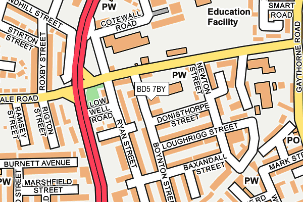 BD5 7BY map - OS OpenMap – Local (Ordnance Survey)