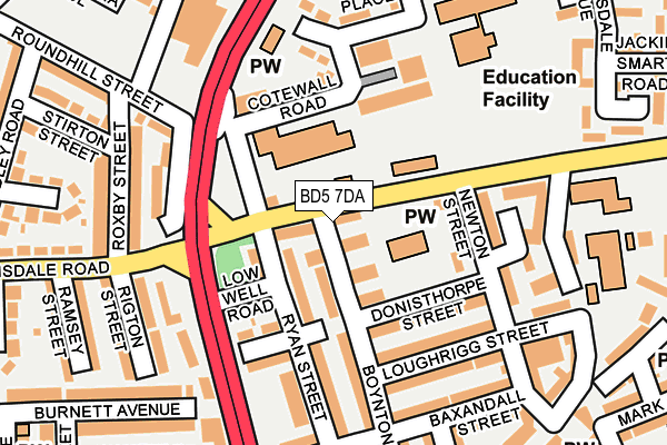 BD5 7DA map - OS OpenMap – Local (Ordnance Survey)