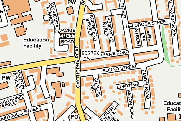 BD5 7EX map - OS OpenMap – Local (Ordnance Survey)