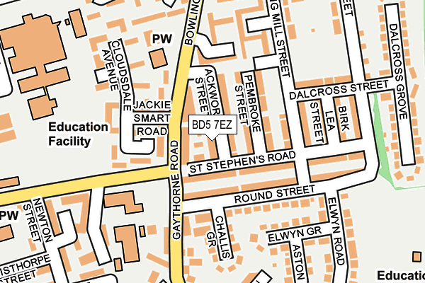 BD5 7EZ map - OS OpenMap – Local (Ordnance Survey)