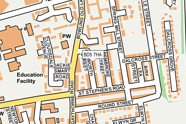 BD5 7HA map - OS OpenMap – Local (Ordnance Survey)