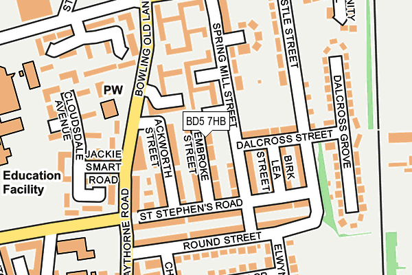 BD5 7HB map - OS OpenMap – Local (Ordnance Survey)