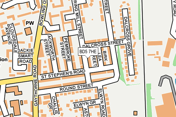 BD5 7HE map - OS OpenMap – Local (Ordnance Survey)