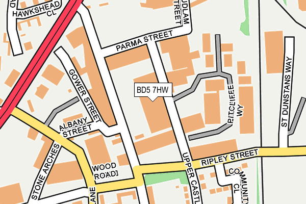BD5 7HW map - OS OpenMap – Local (Ordnance Survey)