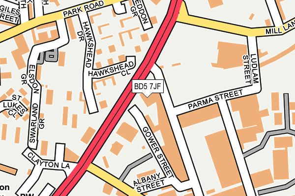 BD5 7JF map - OS OpenMap – Local (Ordnance Survey)