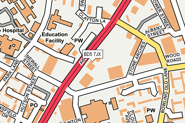 BD5 7JX map - OS OpenMap – Local (Ordnance Survey)