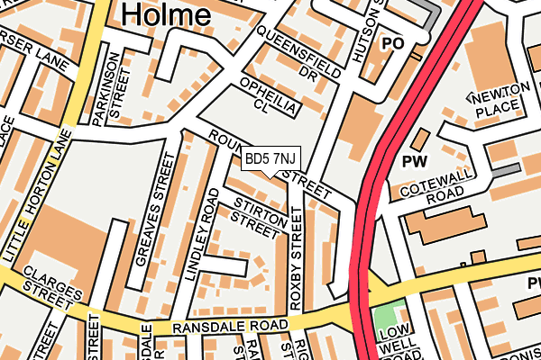 BD5 7NJ map - OS OpenMap – Local (Ordnance Survey)