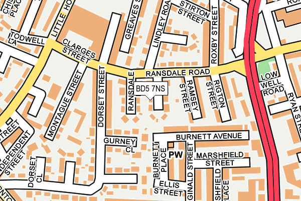 BD5 7NS map - OS OpenMap – Local (Ordnance Survey)