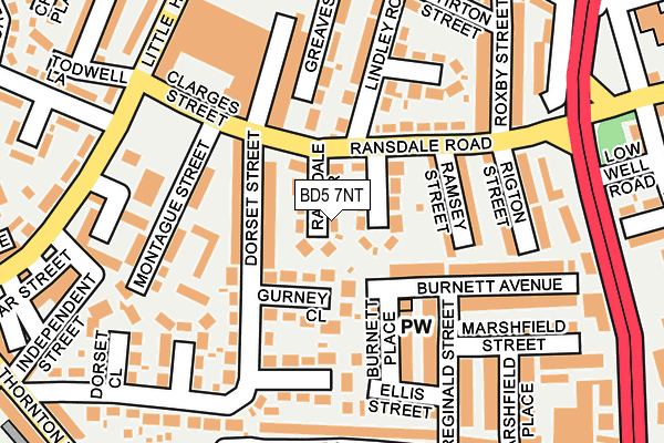 BD5 7NT map - OS OpenMap – Local (Ordnance Survey)