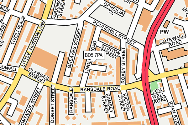 BD5 7PA map - OS OpenMap – Local (Ordnance Survey)