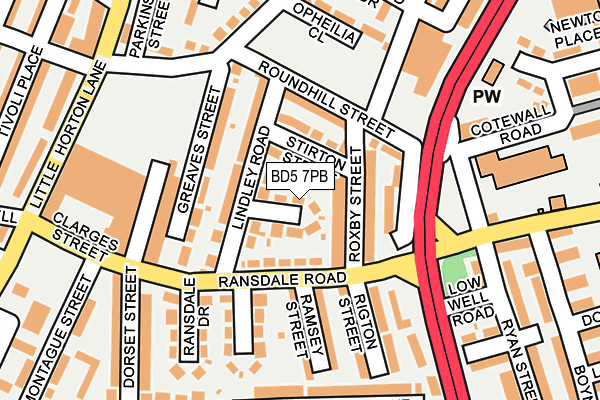 BD5 7PB map - OS OpenMap – Local (Ordnance Survey)