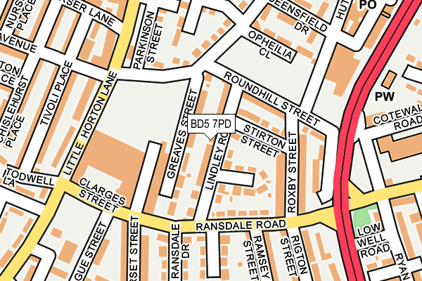 BD5 7PD map - OS OpenMap – Local (Ordnance Survey)