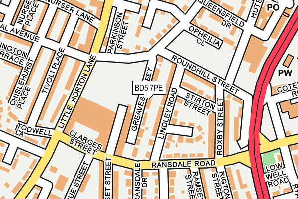 BD5 7PE map - OS OpenMap – Local (Ordnance Survey)