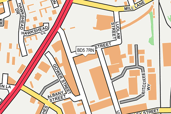 BD5 7RN map - OS OpenMap – Local (Ordnance Survey)