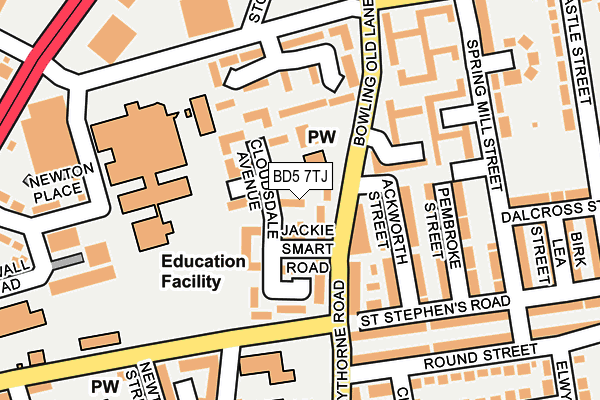 BD5 7TJ map - OS OpenMap – Local (Ordnance Survey)