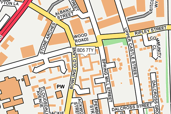 BD5 7TY map - OS OpenMap – Local (Ordnance Survey)