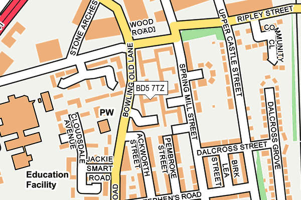 BD5 7TZ map - OS OpenMap – Local (Ordnance Survey)