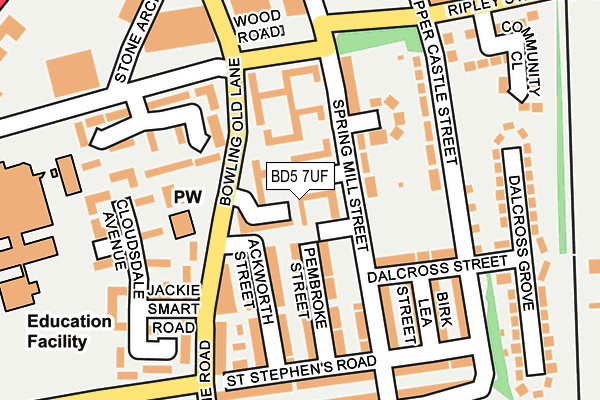 BD5 7UF map - OS OpenMap – Local (Ordnance Survey)