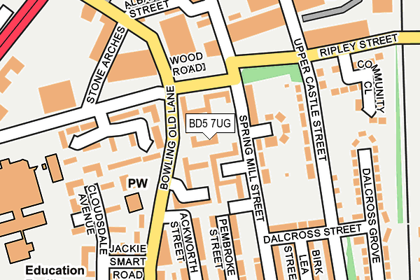 BD5 7UG map - OS OpenMap – Local (Ordnance Survey)