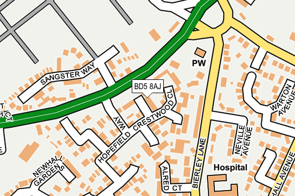 BD5 8AJ map - OS OpenMap – Local (Ordnance Survey)