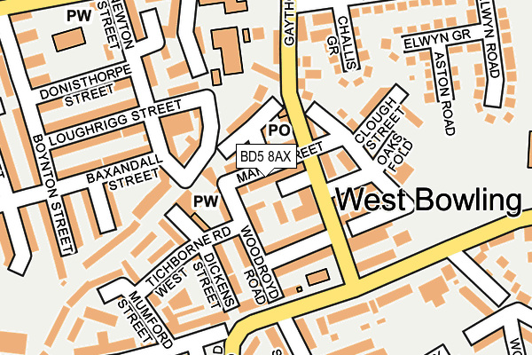 BD5 8AX map - OS OpenMap – Local (Ordnance Survey)
