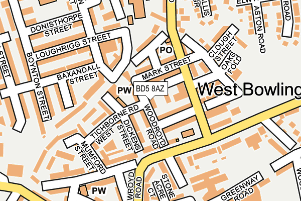 BD5 8AZ map - OS OpenMap – Local (Ordnance Survey)