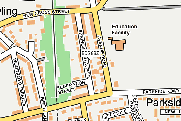 BD5 8BZ map - OS OpenMap – Local (Ordnance Survey)