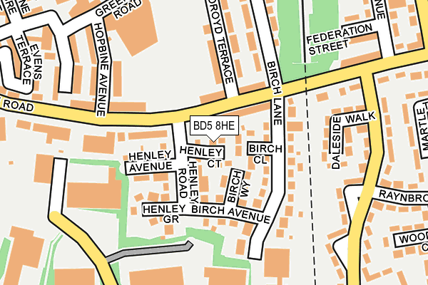 BD5 8HE map - OS OpenMap – Local (Ordnance Survey)