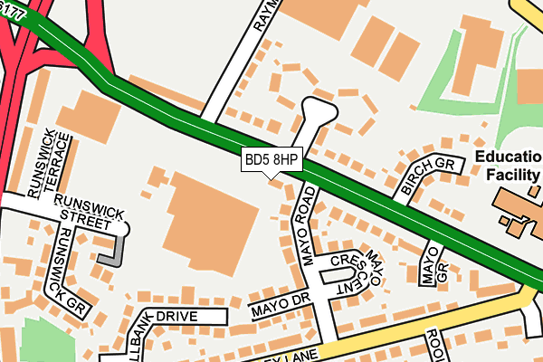 BD5 8HP map - OS OpenMap – Local (Ordnance Survey)