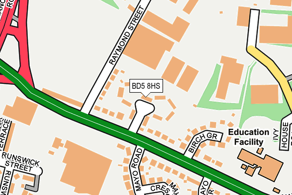 BD5 8HS map - OS OpenMap – Local (Ordnance Survey)