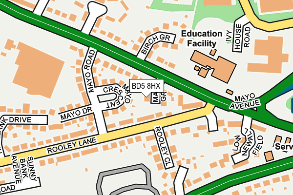BD5 8HX map - OS OpenMap – Local (Ordnance Survey)