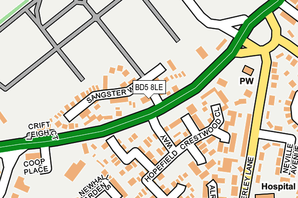 BD5 8LE map - OS OpenMap – Local (Ordnance Survey)