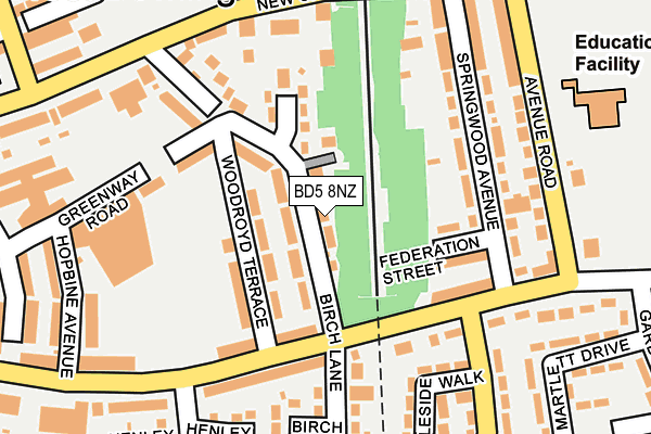BD5 8NZ map - OS OpenMap – Local (Ordnance Survey)