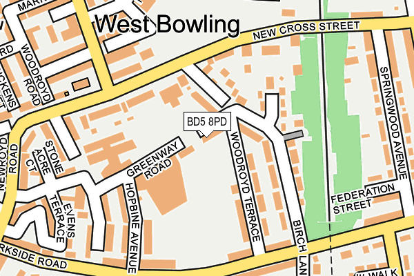 BD5 8PD map - OS OpenMap – Local (Ordnance Survey)