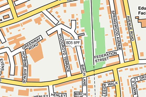 BD5 8PF map - OS OpenMap – Local (Ordnance Survey)