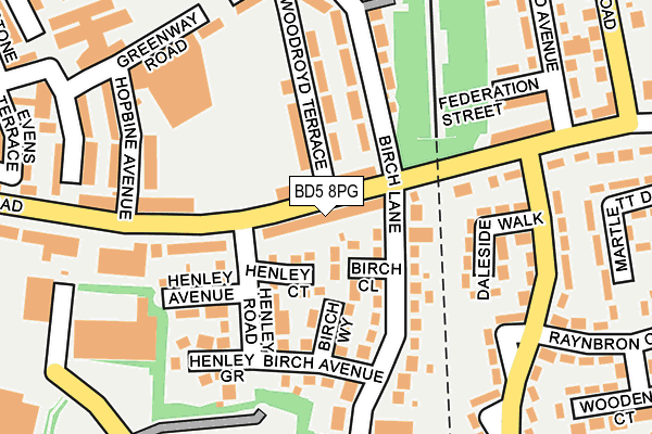BD5 8PG map - OS OpenMap – Local (Ordnance Survey)