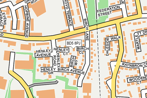 BD5 8PJ map - OS OpenMap – Local (Ordnance Survey)