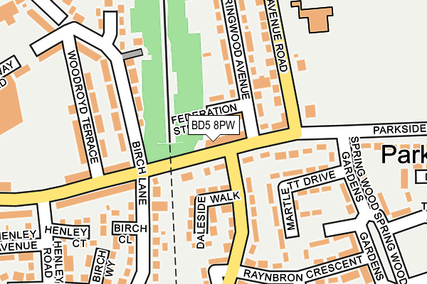 BD5 8PW map - OS OpenMap – Local (Ordnance Survey)