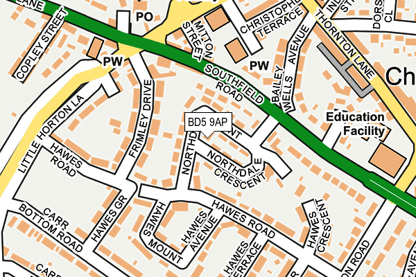 BD5 9AP map - OS OpenMap – Local (Ordnance Survey)