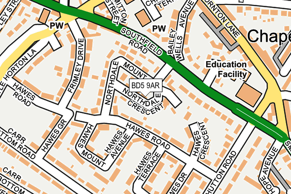 BD5 9AR map - OS OpenMap – Local (Ordnance Survey)