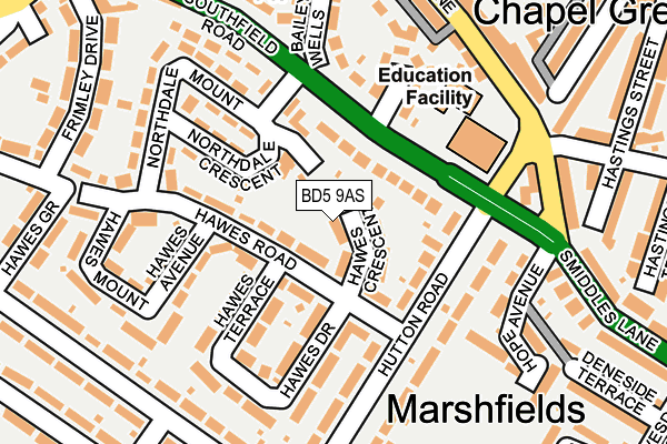 BD5 9AS map - OS OpenMap – Local (Ordnance Survey)