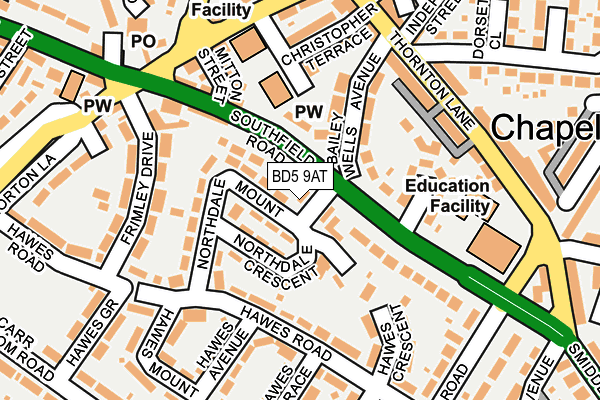 BD5 9AT map - OS OpenMap – Local (Ordnance Survey)