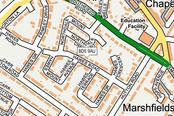 BD5 9AU map - OS OpenMap – Local (Ordnance Survey)