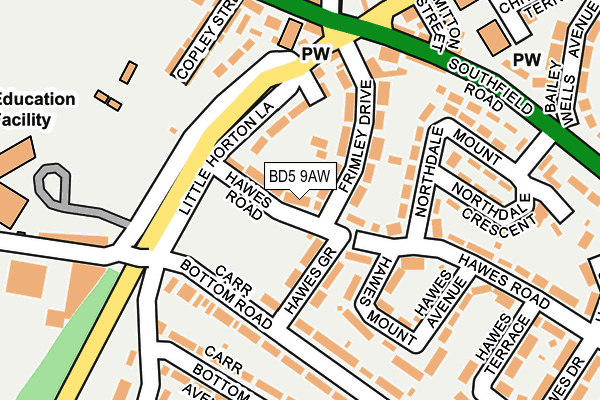 BD5 9AW map - OS OpenMap – Local (Ordnance Survey)