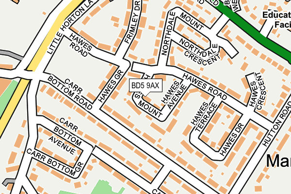 BD5 9AX map - OS OpenMap – Local (Ordnance Survey)