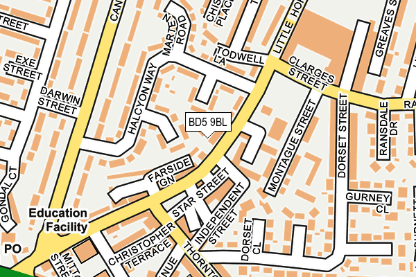 BD5 9BL map - OS OpenMap – Local (Ordnance Survey)