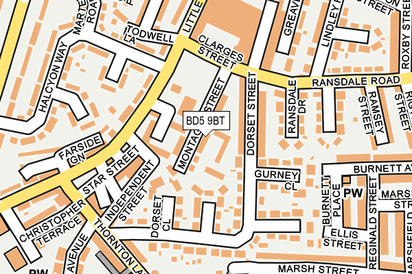 BD5 9BT map - OS OpenMap – Local (Ordnance Survey)